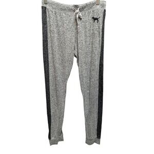 PINK Victoria's Secret Grey Marled Jogger Sleepwear Pants Side Stripe Womens S